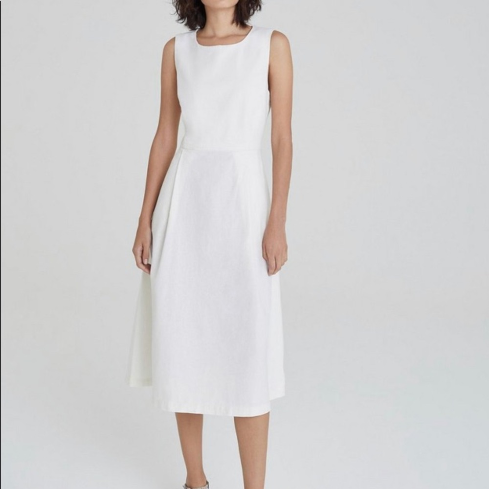 White Linen Dress with Pockets